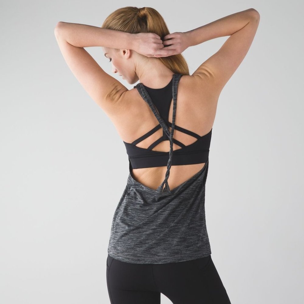 Lululemon Twist and Toil Tank Heathered Black Grey